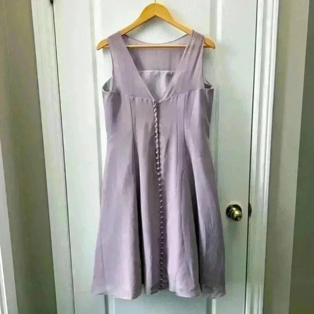 Christina Wu Dress Sheer Chiffon Sleeveless A-line Flowy Lilac Purple Gown 16 - Picture 4 of 15
